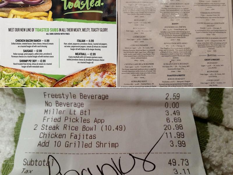 Beef 'O' Brady's Menu