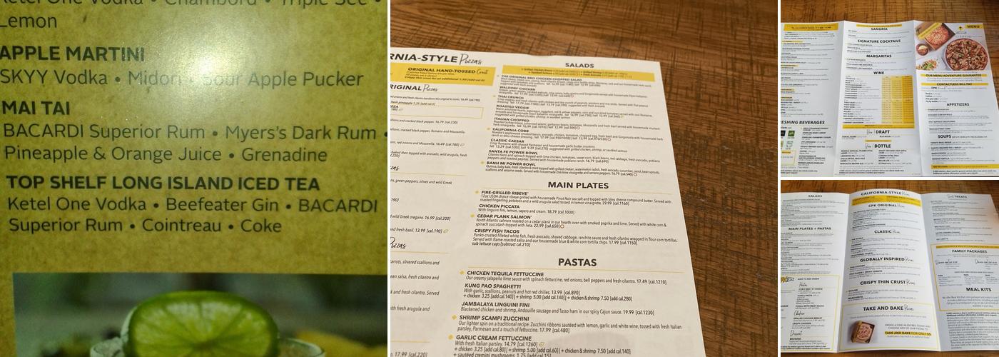 California Pizza Kitchen at Oakbrook Menu