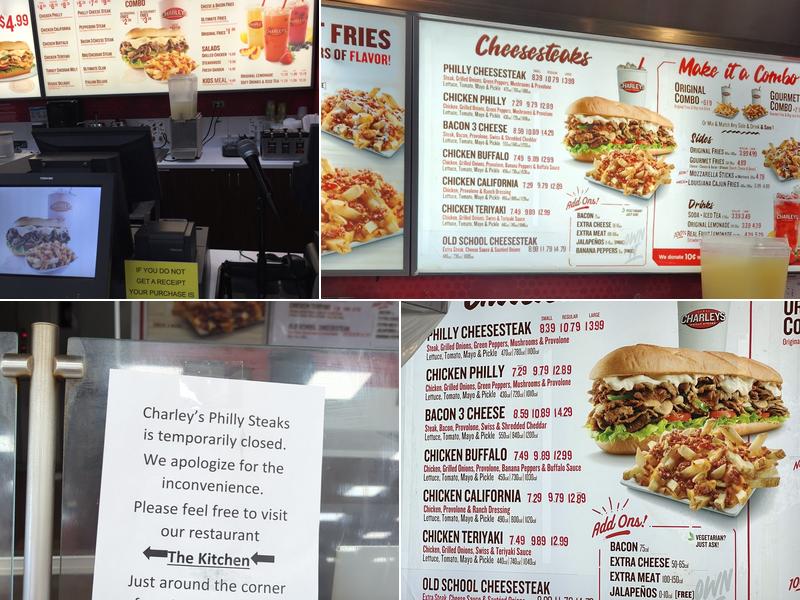 Charleys Cheesesteaks Menu