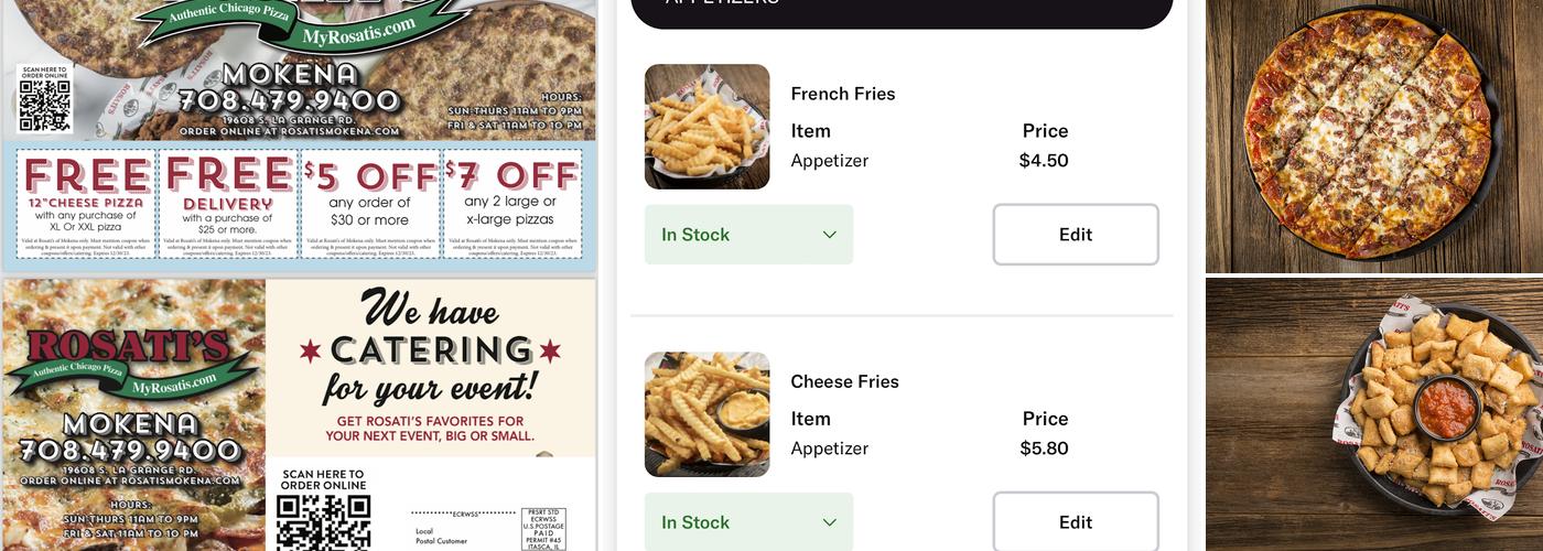 Rosati’s pizza Menu