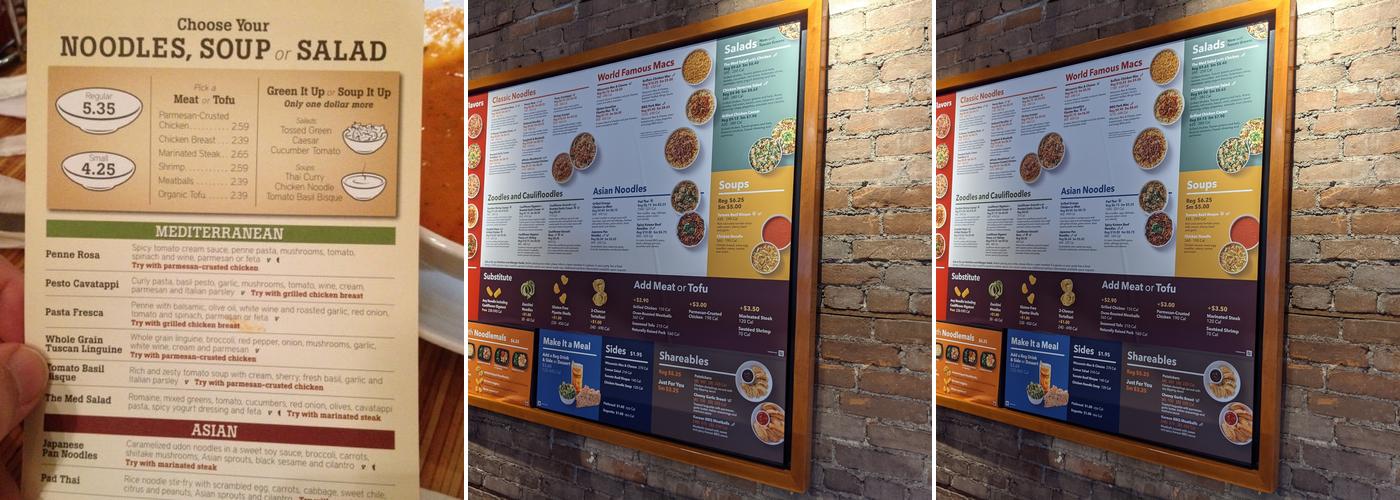 Noodles and Company Menu