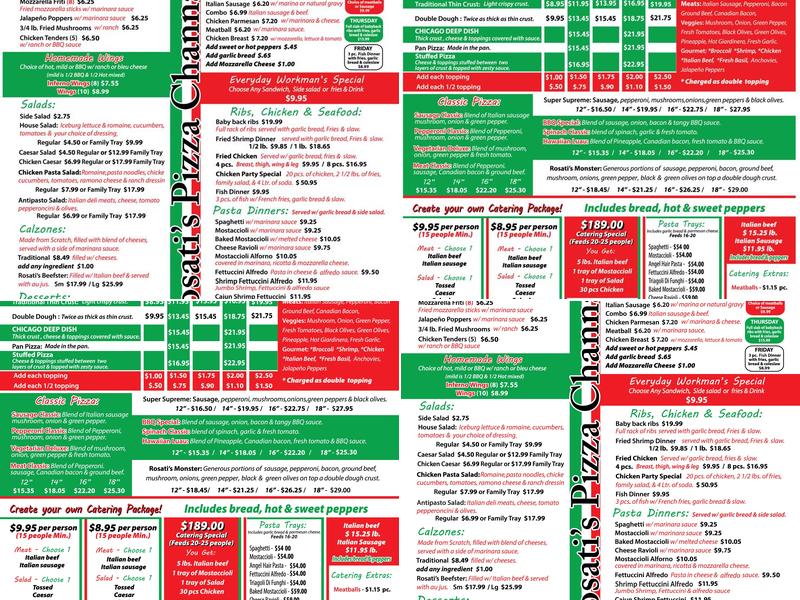 Rosati's Pizza Channahon Menu