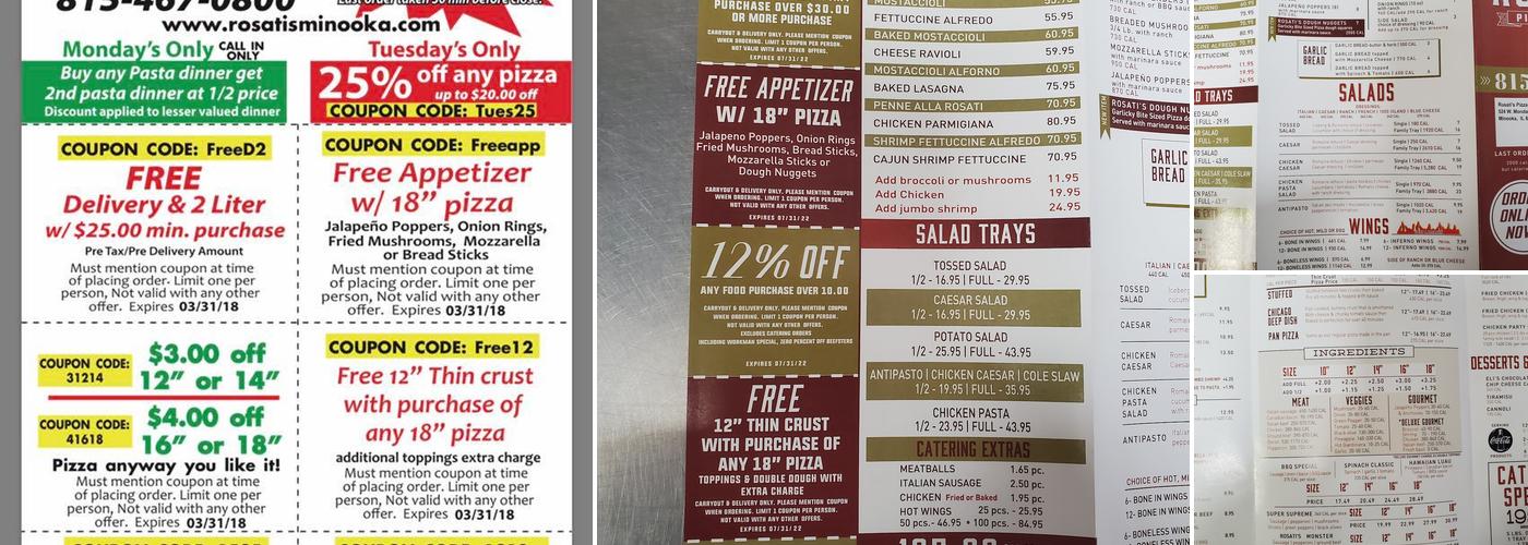 Rosati's Pizza Minooka Menu