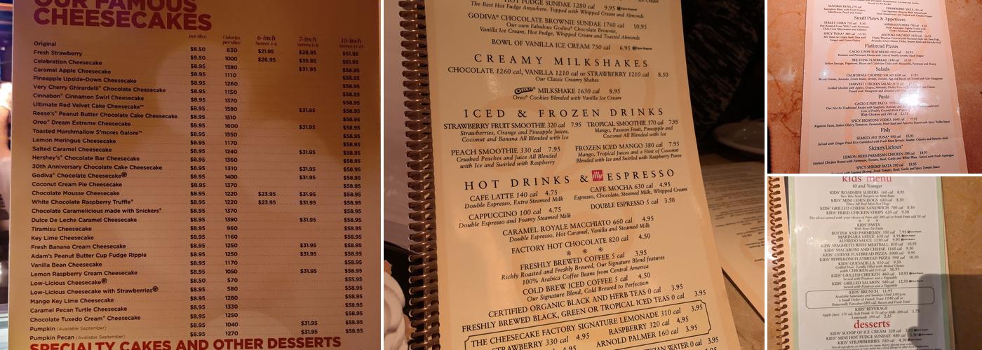 The Cheesecake Factory Menu