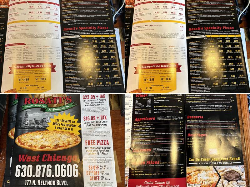 Rosati's Pizza Menu