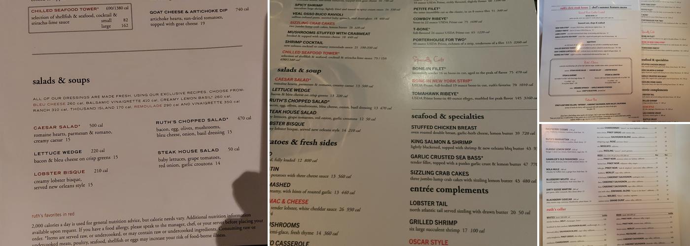 Ruth's Chris Steak House Menu