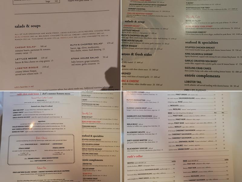 Ruth's Chris Steak House Menu