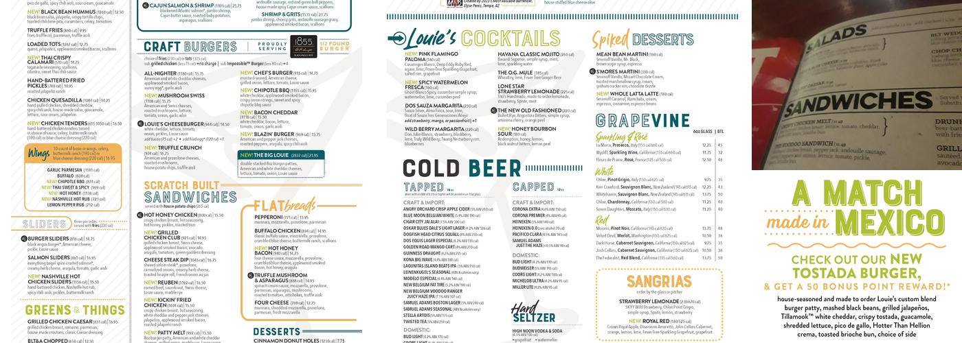 Bar Louie - O'Hare Menu