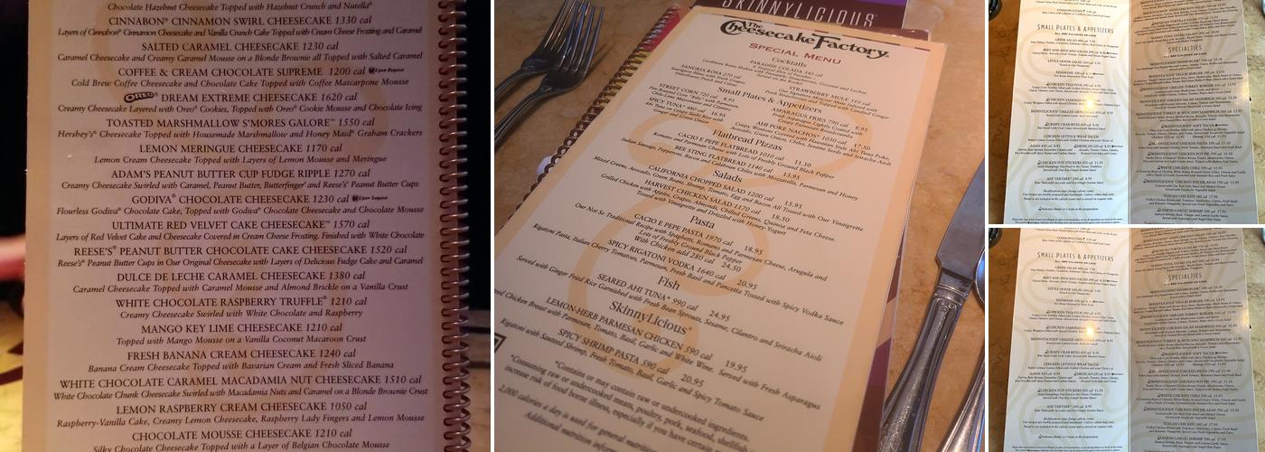 The Cheesecake Factory Menu