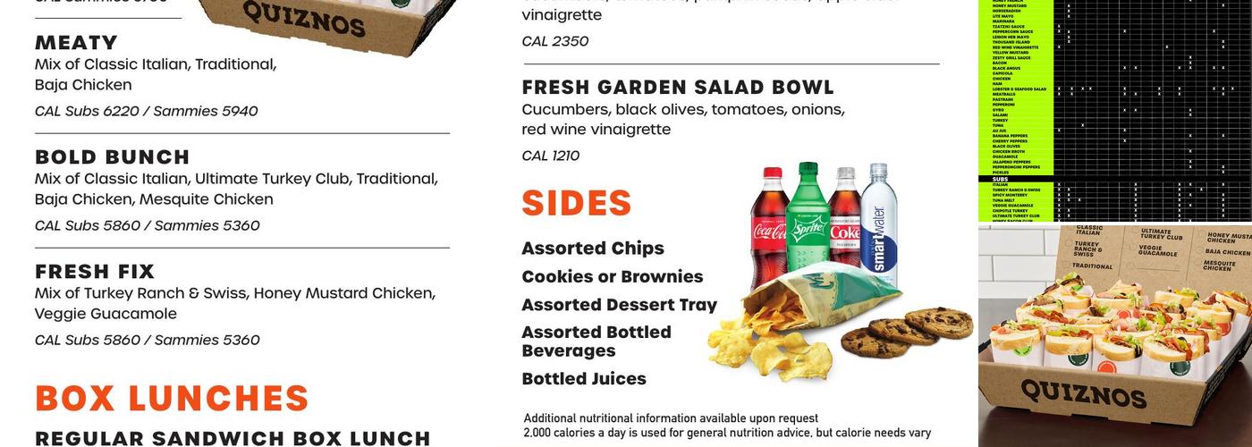 Quiznos Menu