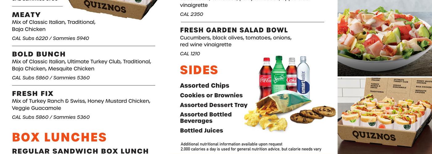 Quiznos Menu