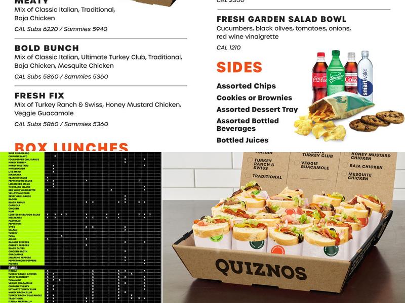 Quiznos Menu