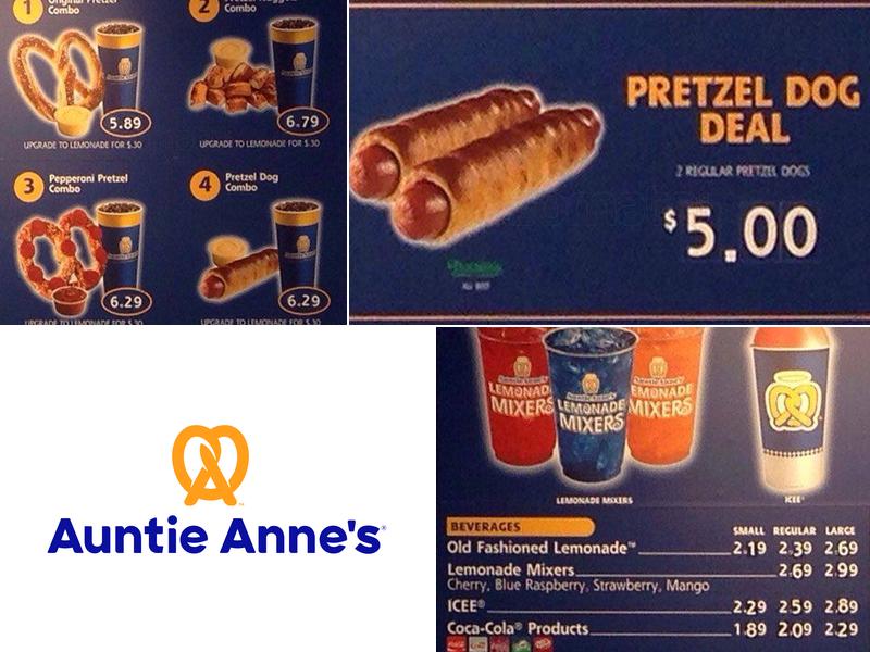 Auntie Anne's Menu