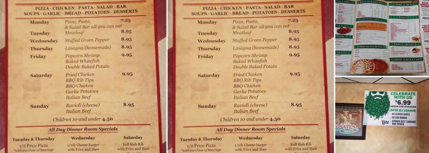Rosati's Pizza sport bar and catering Menu