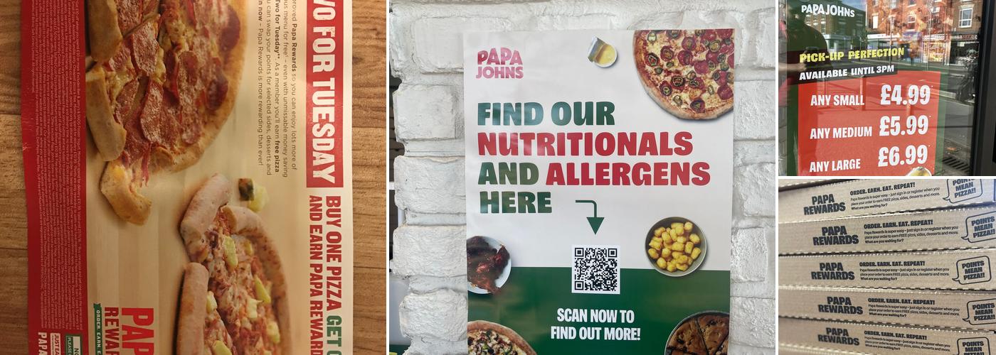 Papa Johns Pizza Menu