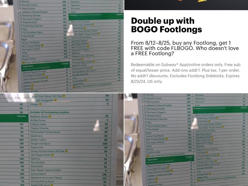 Subway Menu