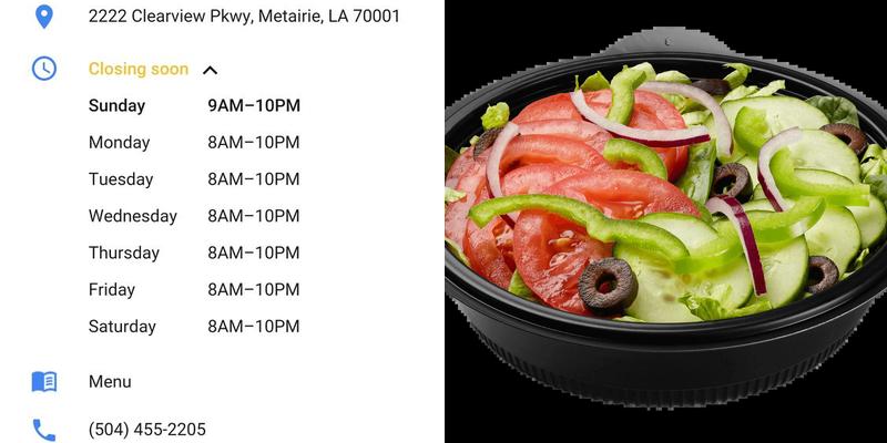 Subway Menu