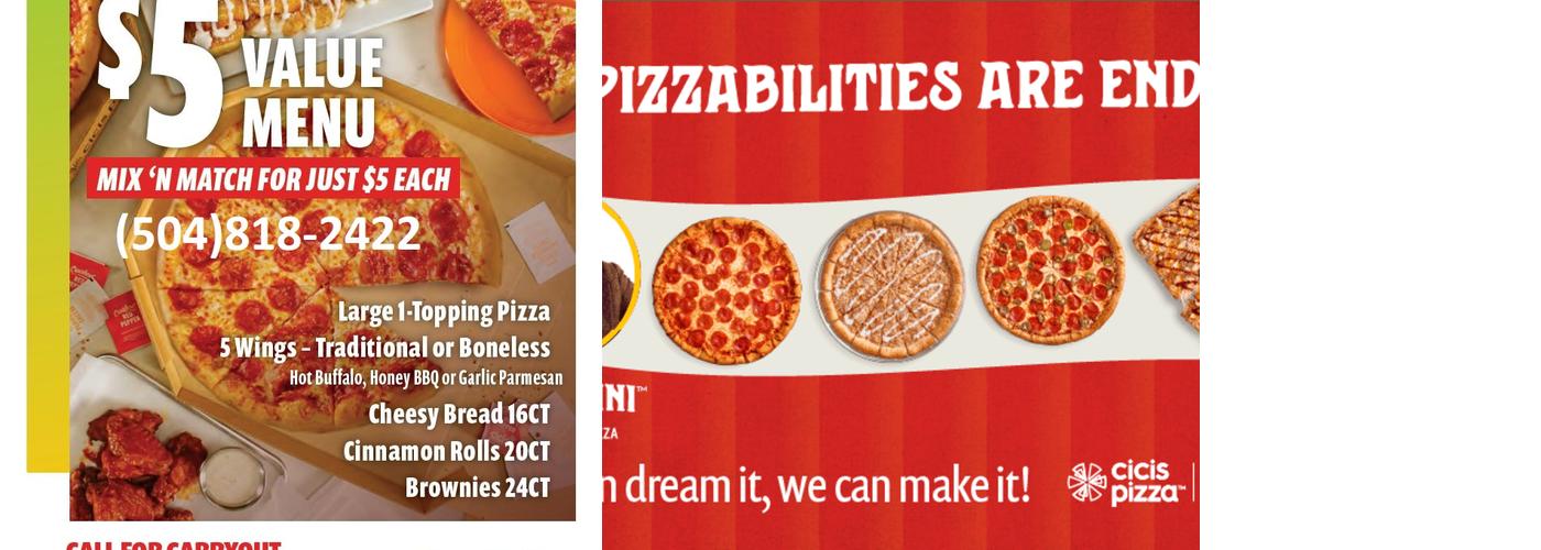 Cicis Pizza Menu