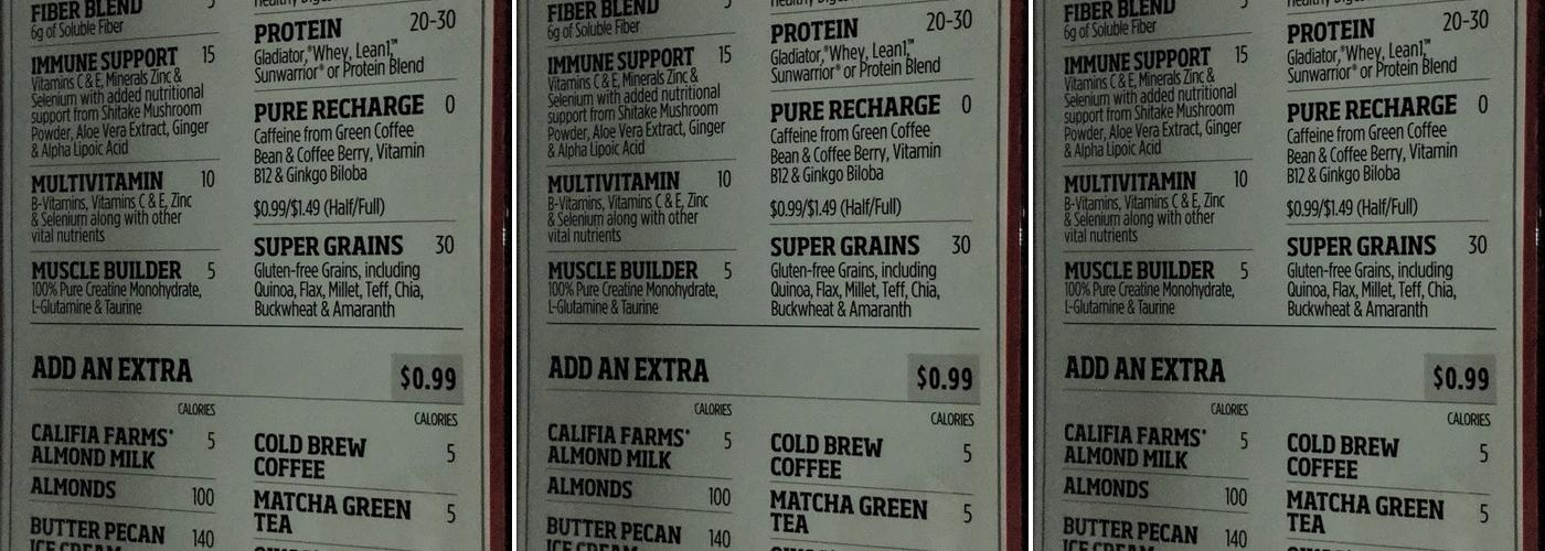 Smoothie King Menu