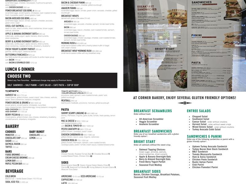 Corner Bakery Menu