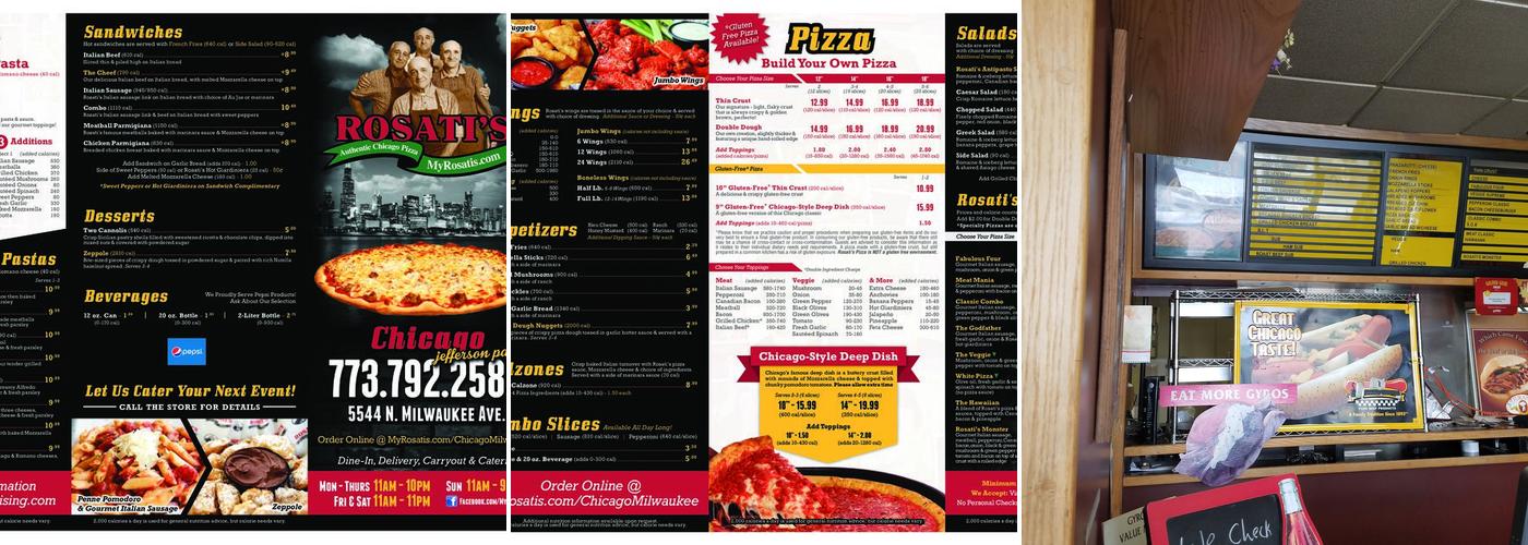 Rosati's Pizza Menu