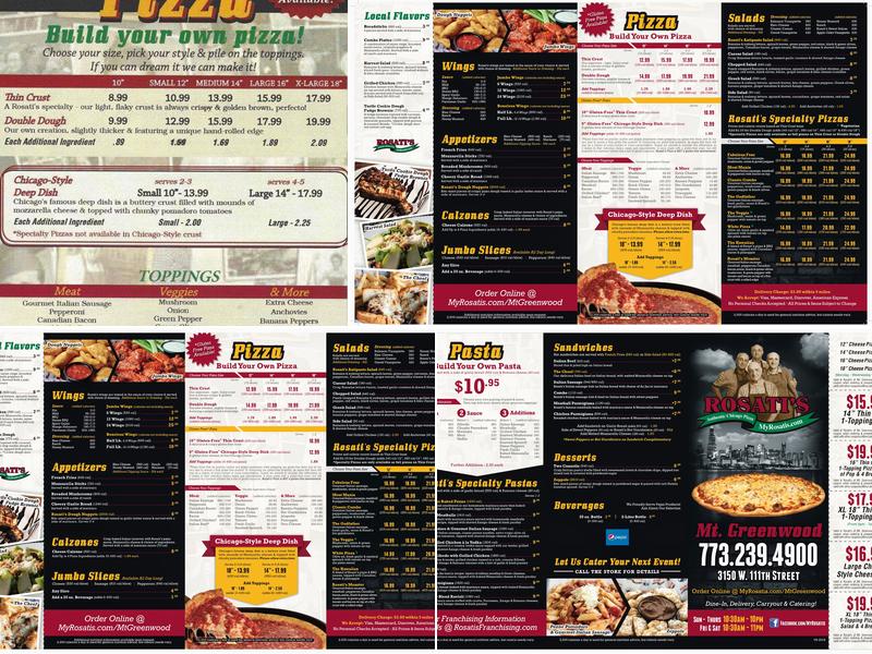 Rosati's Pizza Menu