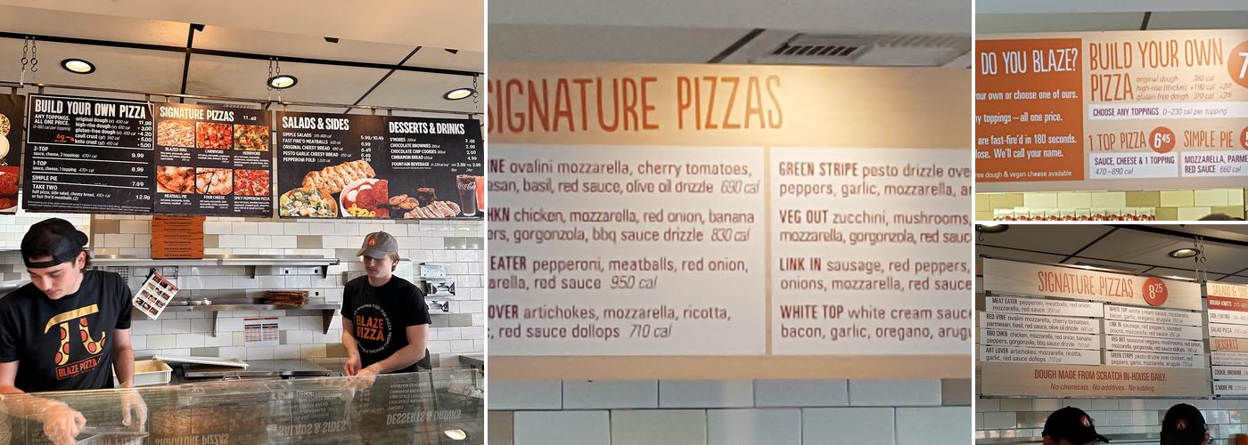Blaze Pizza Menu