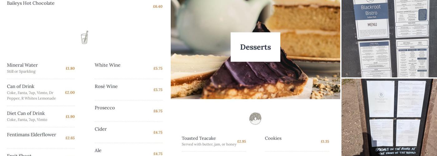 Blackroot Bistro Menu