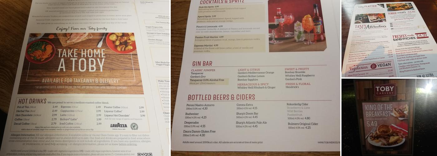 Toby Carvery Walsall Broadway Menu