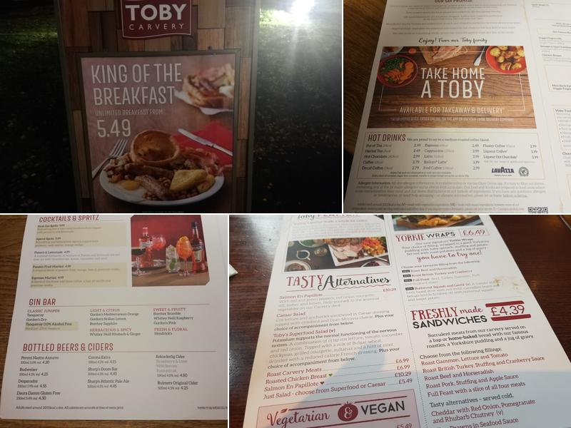 Toby Carvery Walsall Broadway Menu