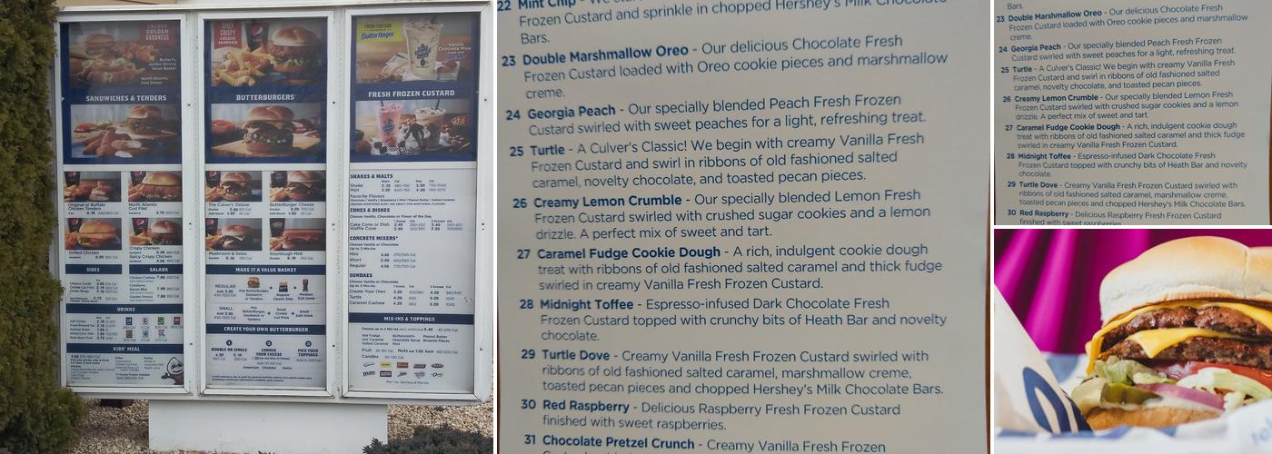 Culver’s Menu