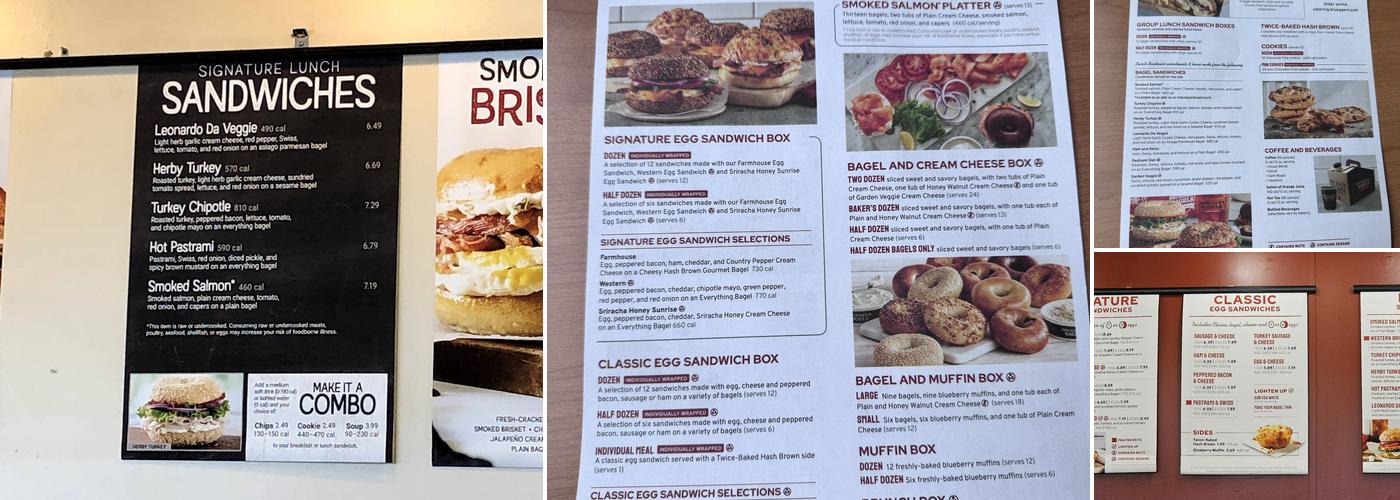 Bruegger's Bagels Menu