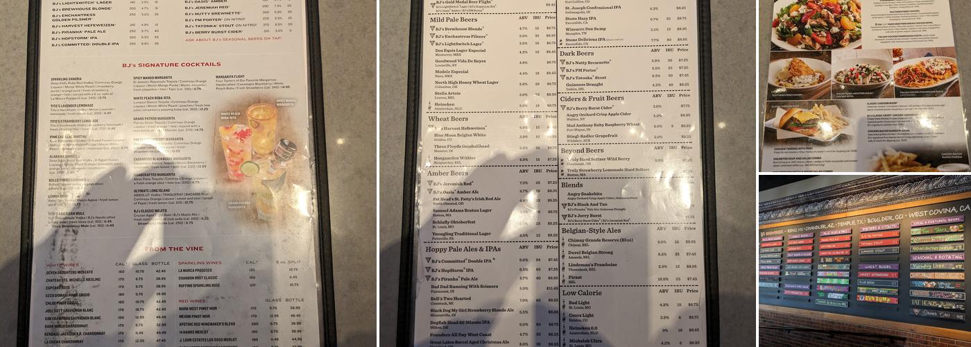 BJ's Restaurant & Brewhouse Menu