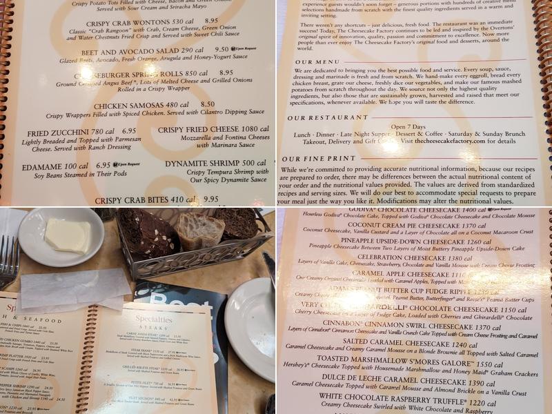 The Cheesecake Factory Menu