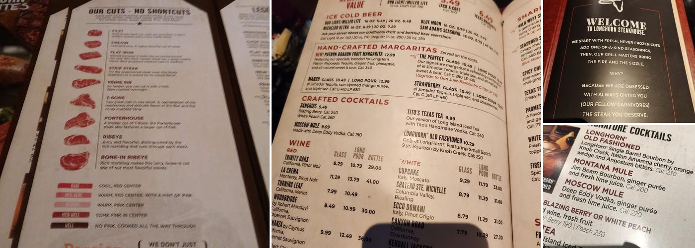 LongHorn Steakhouse Menu