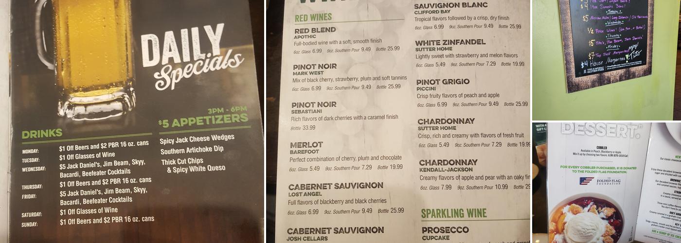 O'Charley's Restaurant & Bar Menu
