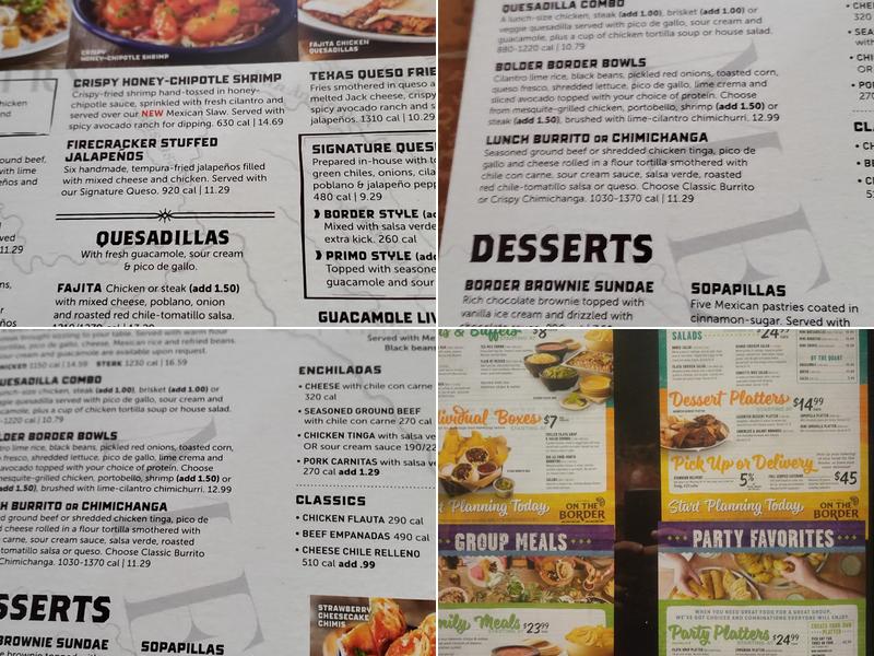 On The Border Mexican Grill & Cantina Menu