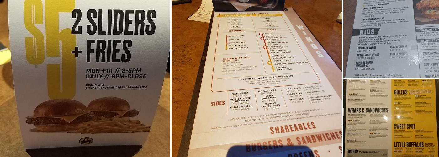 Buffalo Wild Wings Menu