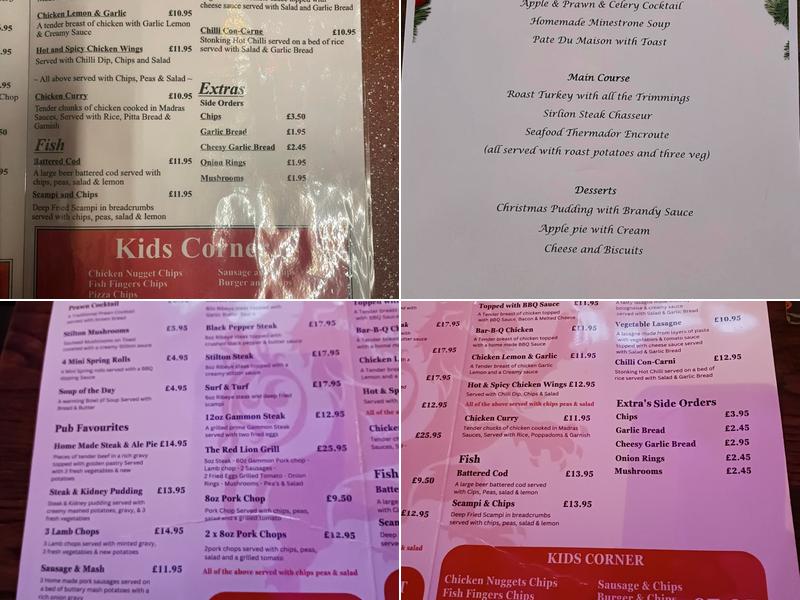 The Red Lion Menu