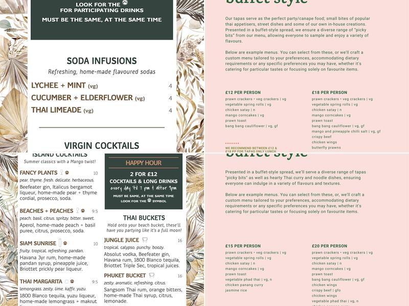 Mango Thai Tapas – Portswood Menu