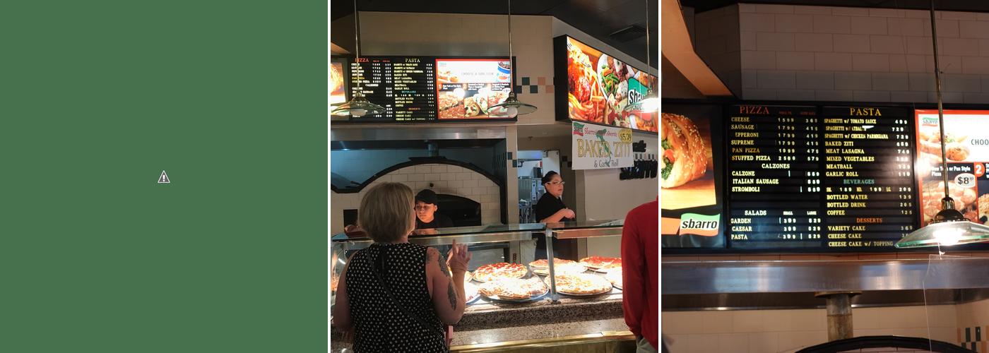 Sbarro Menu