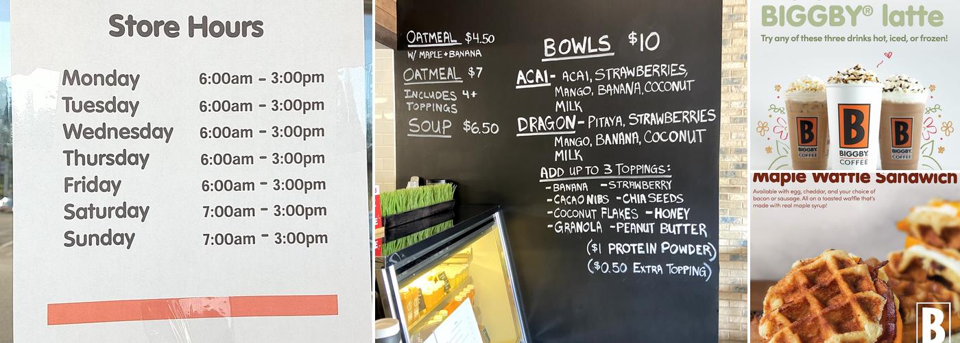 BIGGBY COFFEE in GRANGER Menu