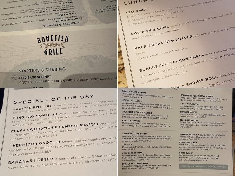 Bonefish Grill Menu