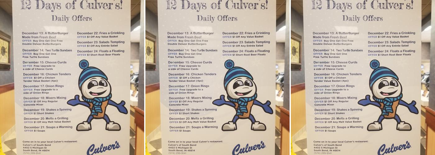 Culver’s Menu