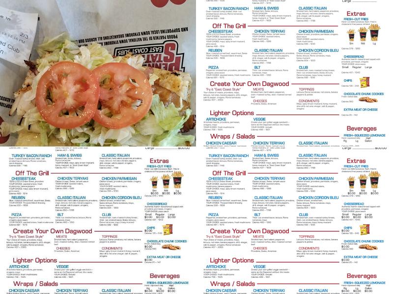 Penn Station East Coast Subs Menu