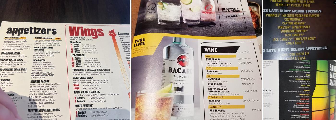 Buffalo Wild Wings Menu