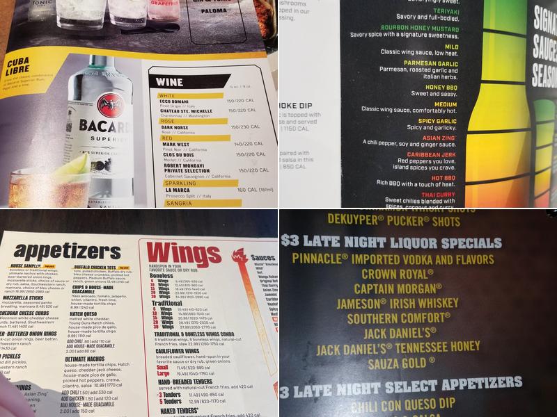 Buffalo Wild Wings Menu