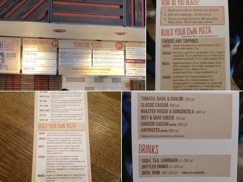 Blaze Pizza Menu