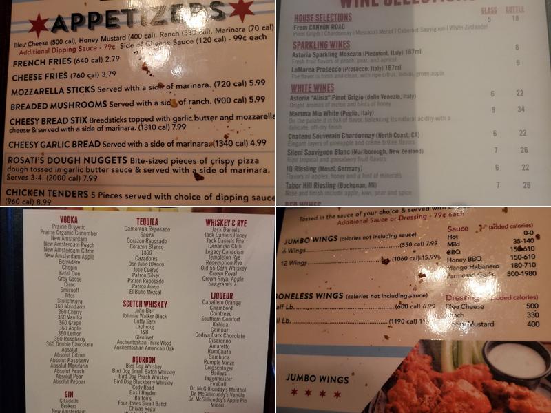 Rosati's Pizza Menu