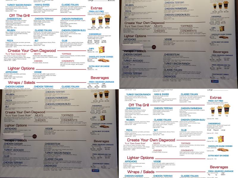 Penn Station East Coast Subs Menu